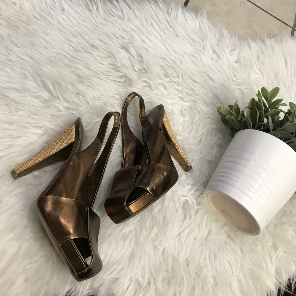 YSL YVE SAINT LAURENT 6 36.5 LEATHER HEELS SHOES